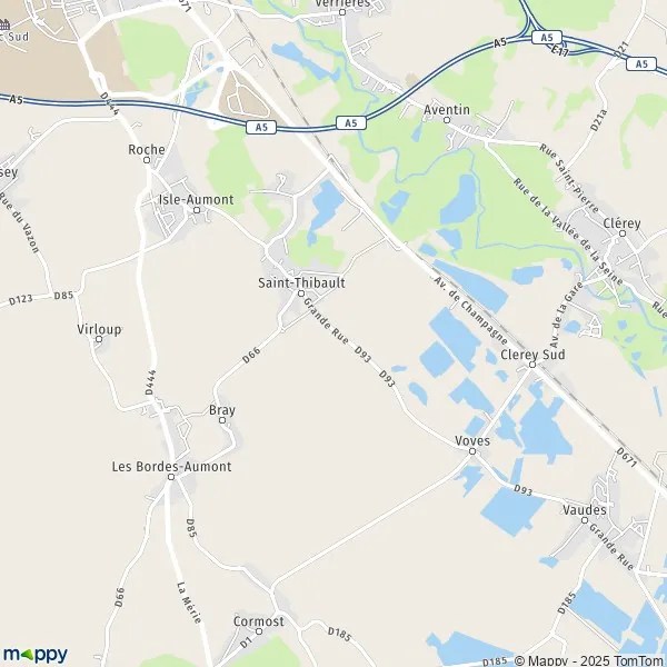 Plan SaintThibault carte de SaintThibault (10800) et infos pratiques