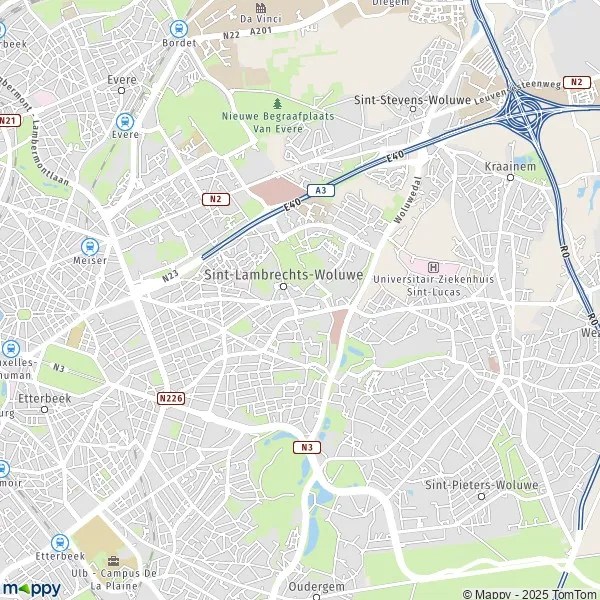 Plan WoluweSaintLambert carte de WoluweSaintLambert (1200) et