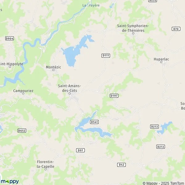 Plan SaintAmansdesCots carte de SaintAmansdesCots (12460) et infos pratiques