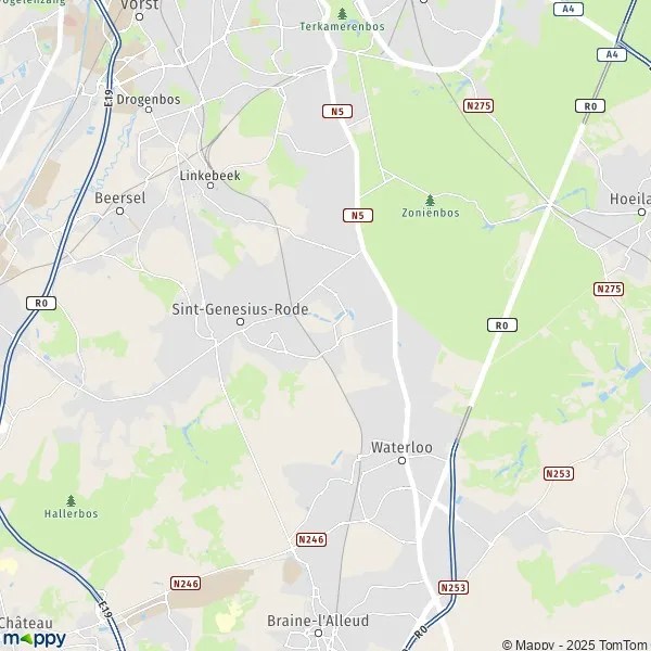 Plan RhodeSaintGenèse carte de RhodeSaintGenèse (1640) et infos