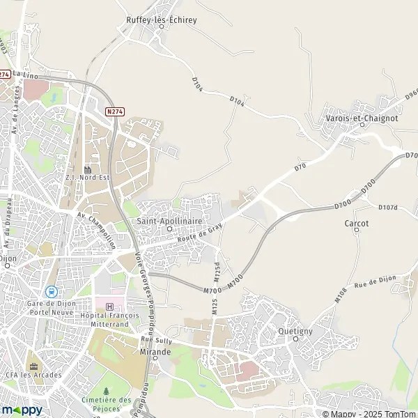 Plan SaintApollinaire carte de SaintApollinaire (21850) et infos