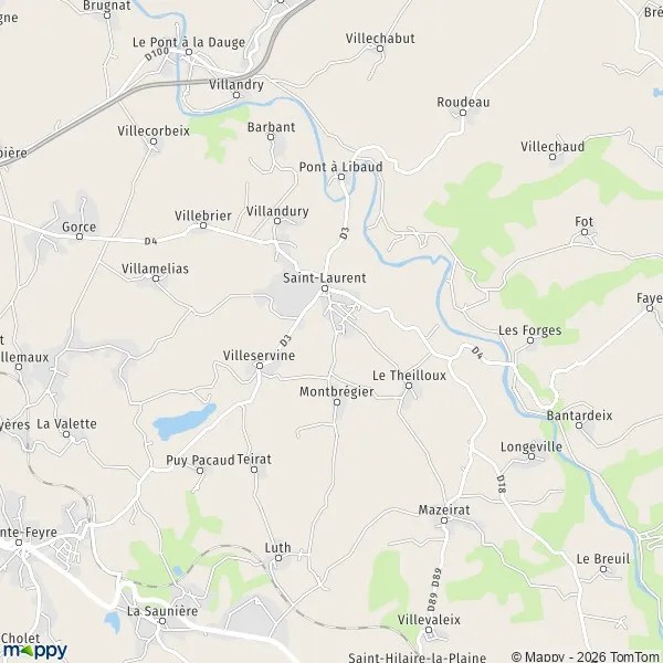 Plan SaintLaurent carte de SaintLaurent (23000) et infos pratiques