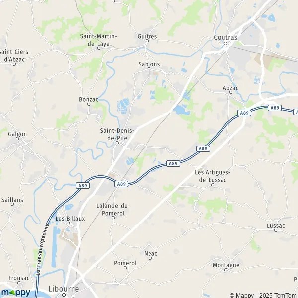 Plan SaintDenisdePile carte de SaintDenisdePile (33910) et