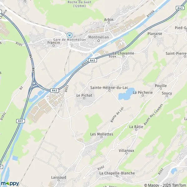 Plan SainteHélèneduLac carte de SainteHélèneduLac (73800) et