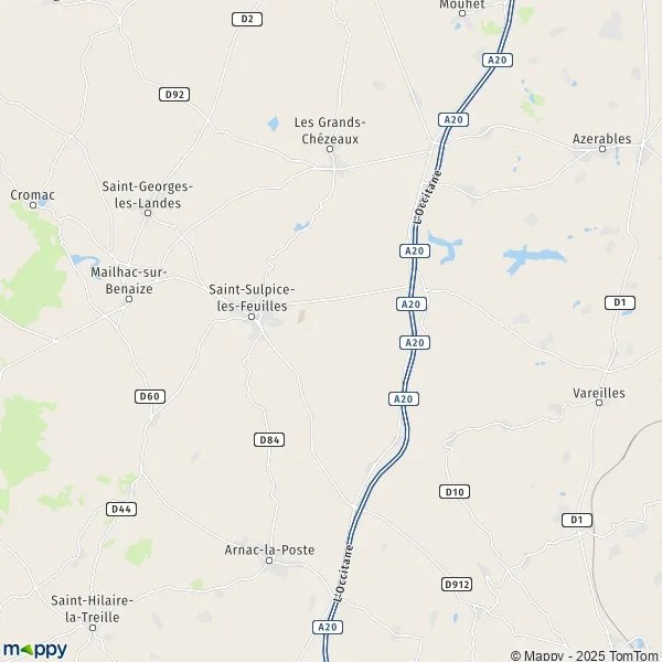 Plan SaintSulpicelesFeuilles carte de SaintSulpicelesFeuilles