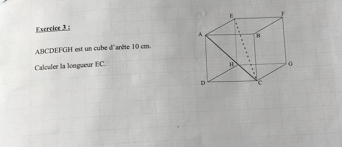 Pouvez vous m’aider S’il vous plaît. Exercice 3 E A ABCDEFGH est un
