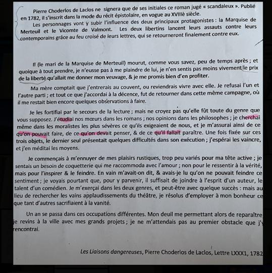 Bonjour, pourriez vous m’expliquer ce texte que j’ai du