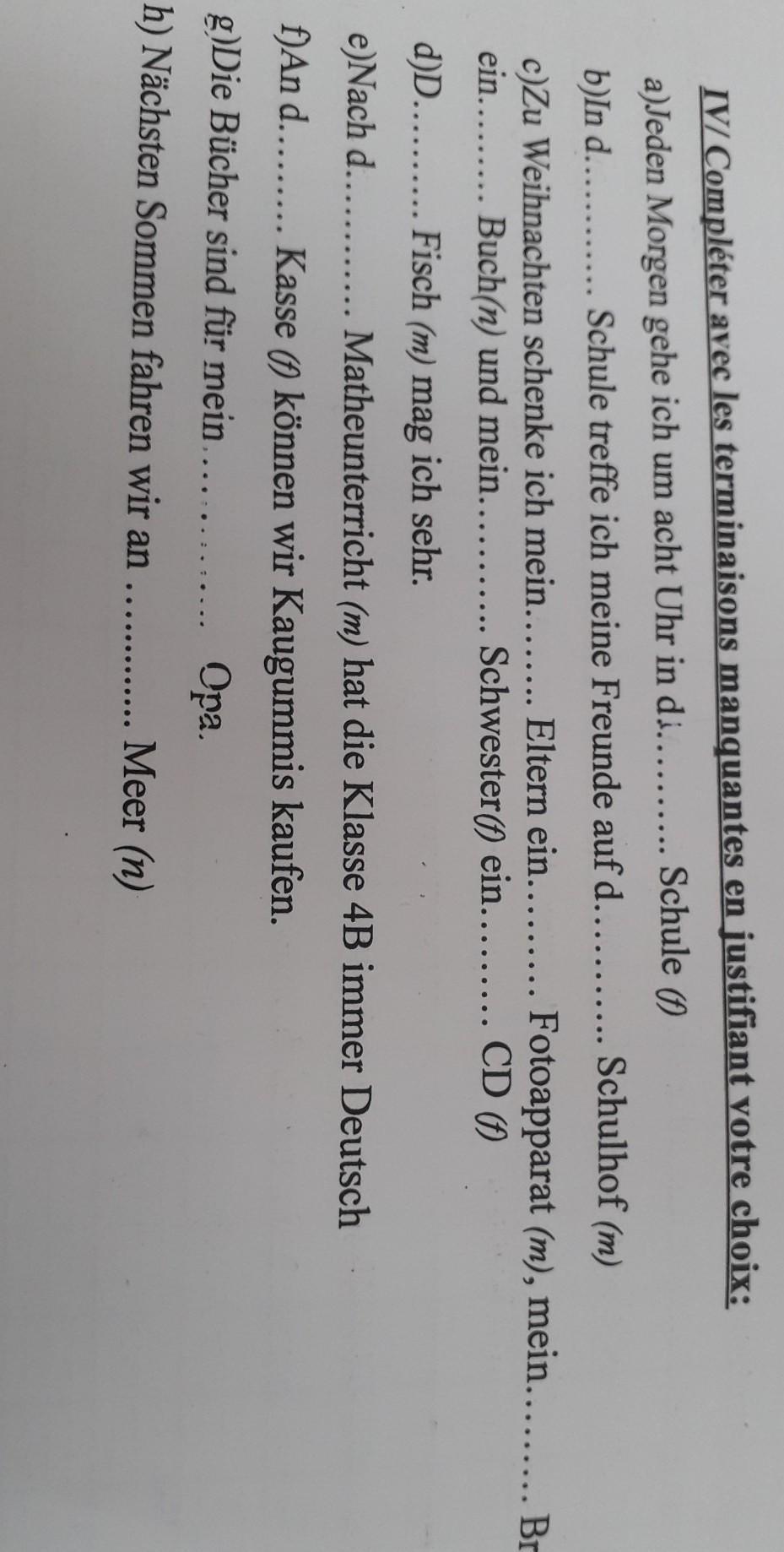 Heya !J'aurais besoin d'aide pour cet exercice d'allemand s'il vous plait(Le mot coupé à la "c