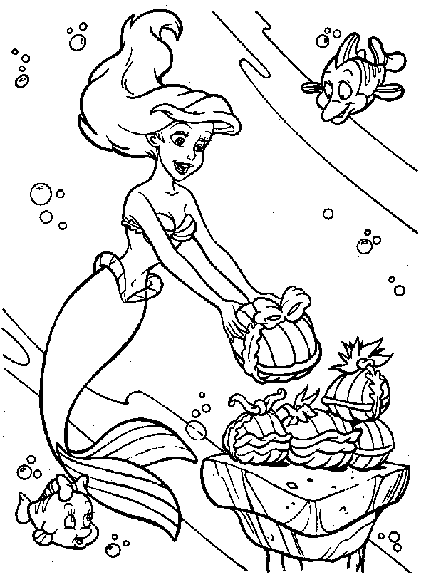 Coloriage Présente de Ariel