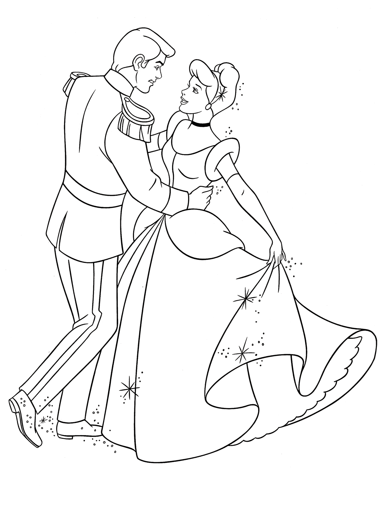 Coloriage Prince de Cendrillon a demandé à danser
