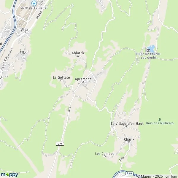 Plan apremont carte de apremont (01100) et infos pratiques