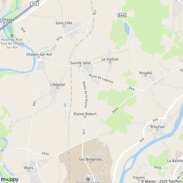 Plan SainteJulie carte de SainteJulie (01150) et infos pratiques