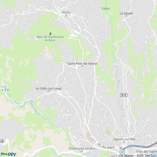 Plan SaintPauldeVence carte de SaintPauldeVence (06570) et