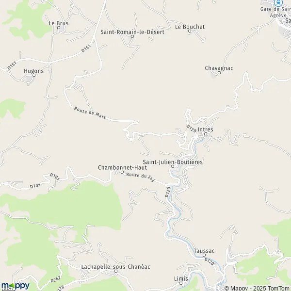 Plan SaintJuliend'Intres carte de SaintJuliend'Intres (07310) et