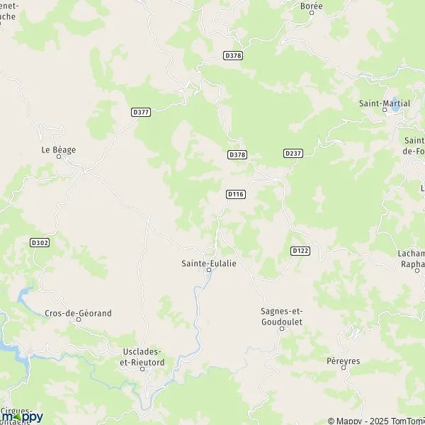 Plan SainteEulalie carte de SainteEulalie (07510) et infos pratiques