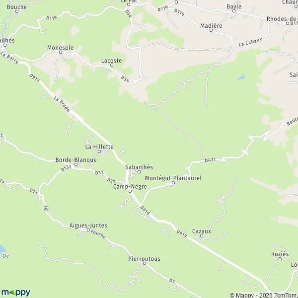 Plan MontégutPlantaurel carte de MontégutPlantaurel (09120) et