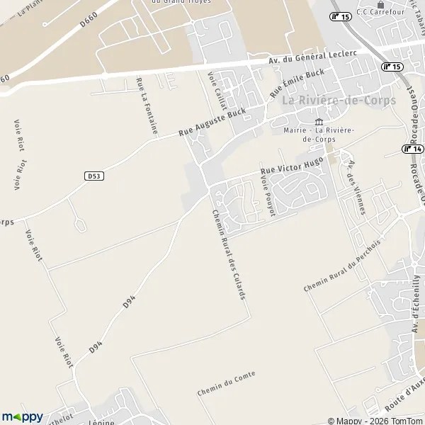Plan La RivièredeCorps carte de La RivièredeCorps (10440) et