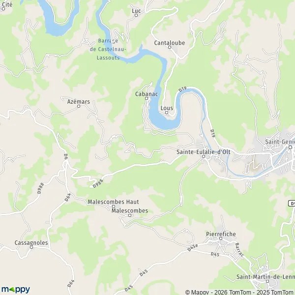 Plan SainteEulalied'Olt carte de SainteEulalied'Olt (12130) et