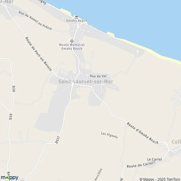 Plan SaintLaurentsurMer carte de SaintLaurentsurMer (14710) et