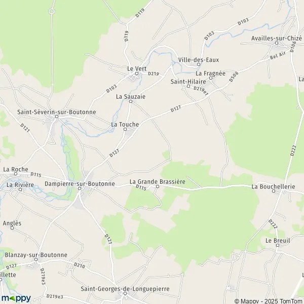 Plan dampierresurboutonne carte de dampierresurboutonne (17470