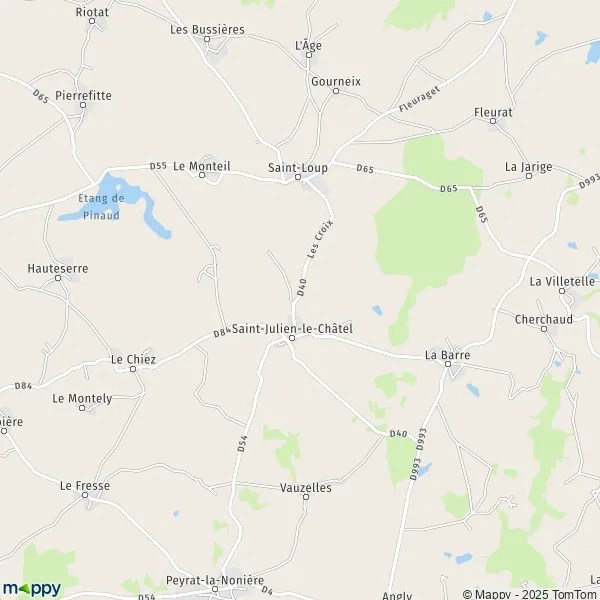 Plan SaintJulienleChâtel carte de SaintJulienleChâtel (23130