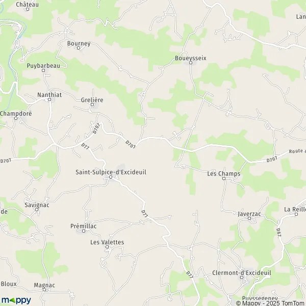 Plan SaintSulpiced'Excideuil carte de SaintSulpiced'Excideuil