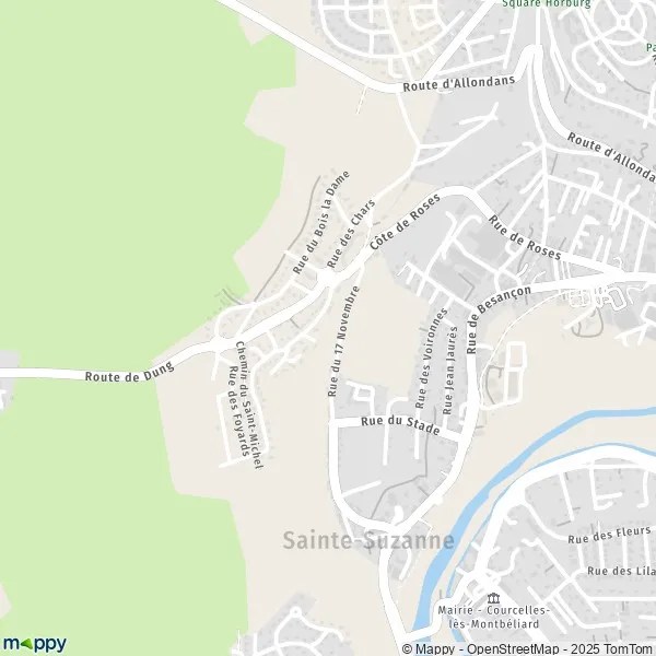 Plan SainteSuzanne carte de SainteSuzanne (25630) et infos pratiques