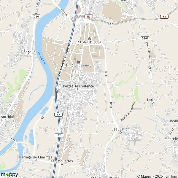 Plan PorteslèsValence carte de PorteslèsValence (26800) et infos