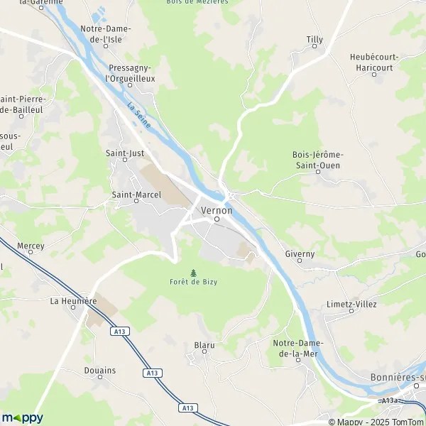 Plan Vernon carte de Vernon (27200) et infos pratiques
