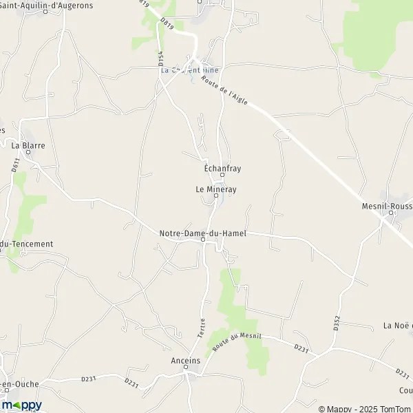 Plan NotreDameduHamel carte de NotreDameduHamel (27390) et