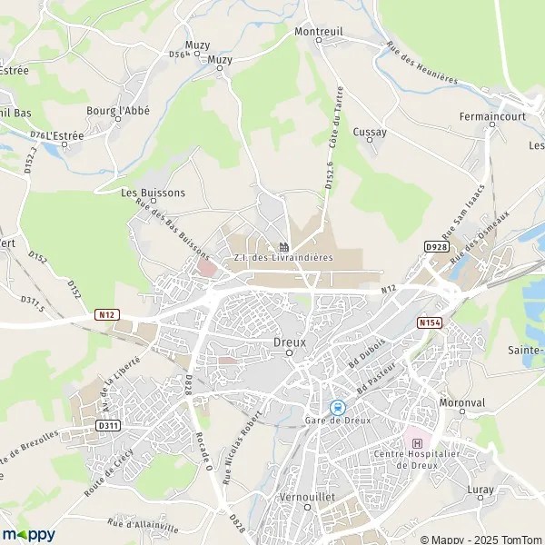 Plan Dreux carte de Dreux (28100) et infos pratiques