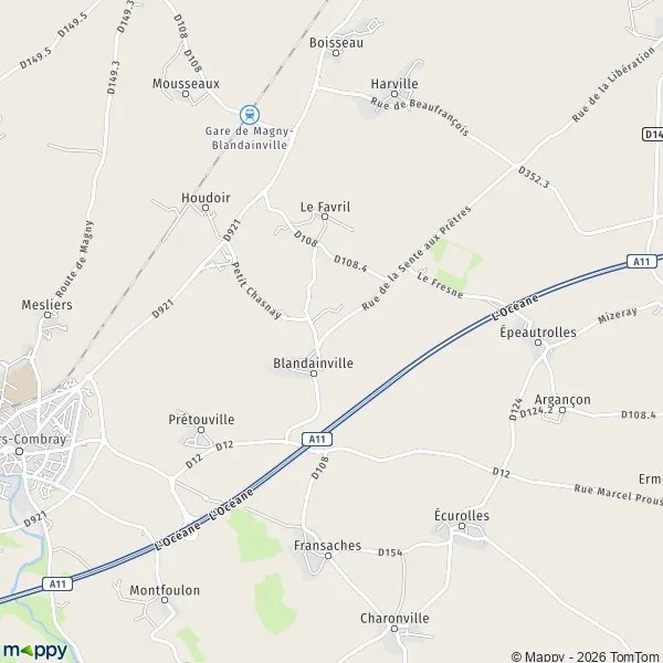 Plan Blandainville carte de Blandainville (28120) et infos pratiques