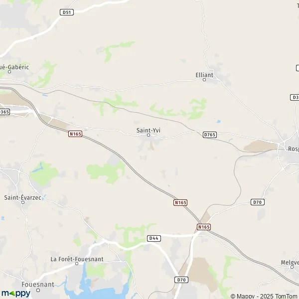 Plan SaintYvi carte de SaintYvi (29140) et infos pratiques