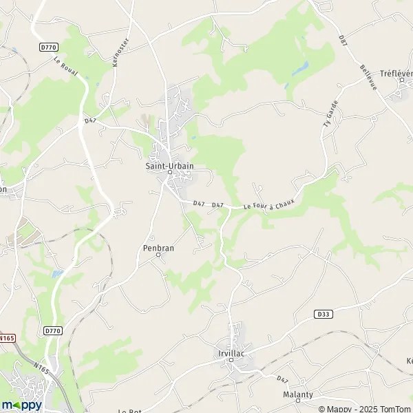 Plan SaintUrbain carte de SaintUrbain (29800) et infos pratiques