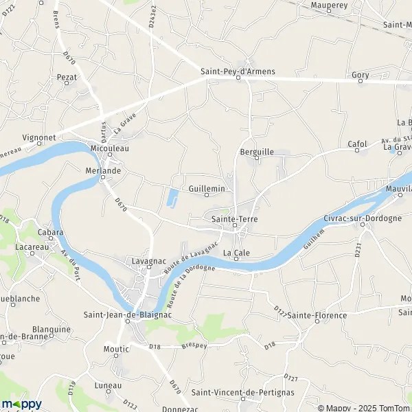 Plan SainteTerre carte de SainteTerre (33350) et infos pratiques