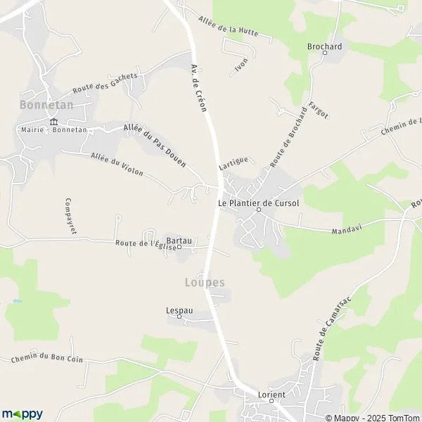 Plan Loupes carte de Loupes (33370) et infos pratiques