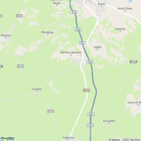 Plan BernosBeaulac carte de BernosBeaulac (33430) et infos pratiques