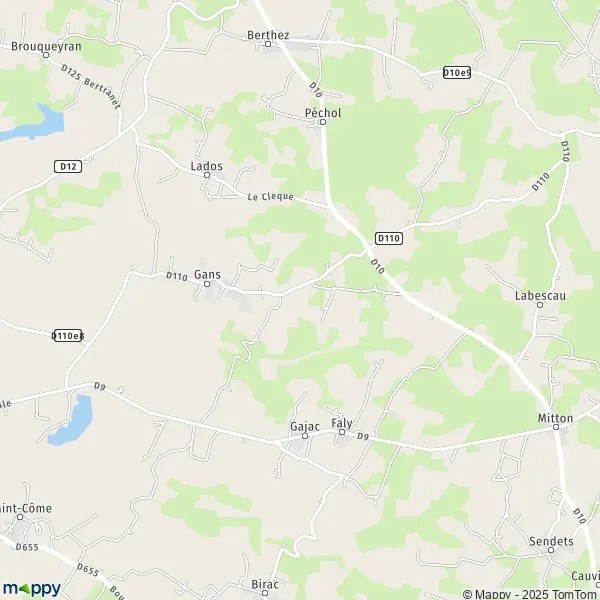 Plan Gans carte de Gans (33430) et infos pratiques