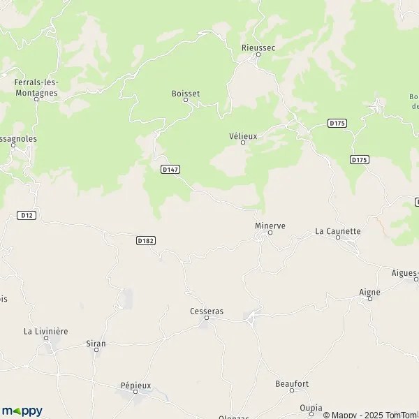 Plan Minerve carte de Minerve (34210) et infos pratiques