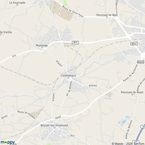 Plan colombiers carte de colombiers (34440) et infos pratiques