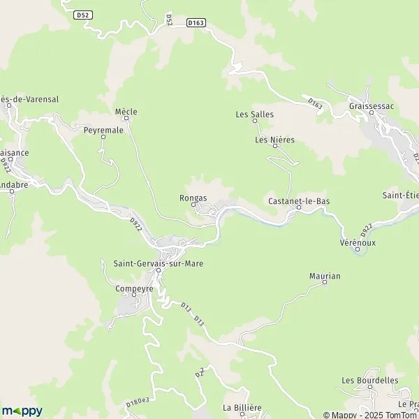 Plan SaintGervaissurMare carte de SaintGervaissurMare (34610