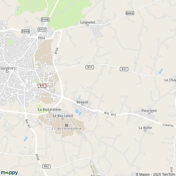 Plan Beaucé carte de Beaucé (35133) et infos pratiques