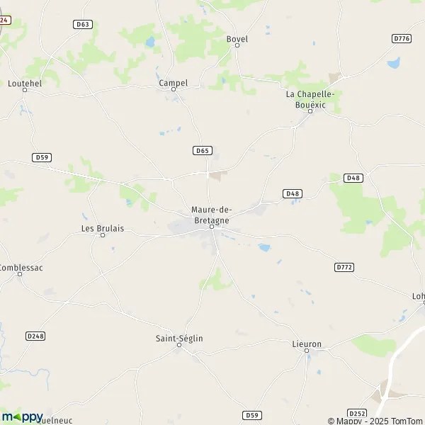 Plan MauredeBretagne carte de MauredeBretagne (35330) et infos