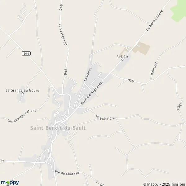 Plan SaintBenoîtduSault carte de SaintBenoîtduSault (36170) et