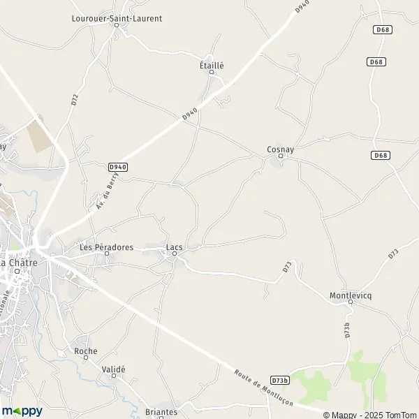 Plan Lacs carte de Lacs (36400) et infos pratiques