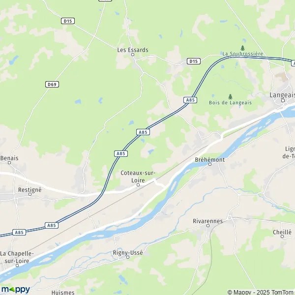 Plan CoteauxsurLoire carte de CoteauxsurLoire (37130) et infos