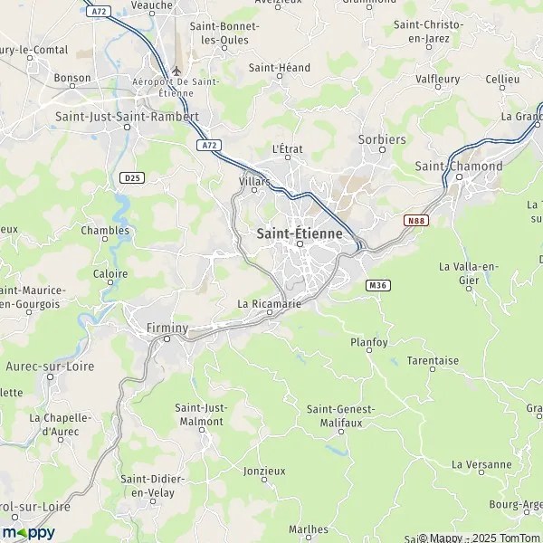 Plan SaintÉtienne carte de SaintÉtienne (42000) et infos pratiques