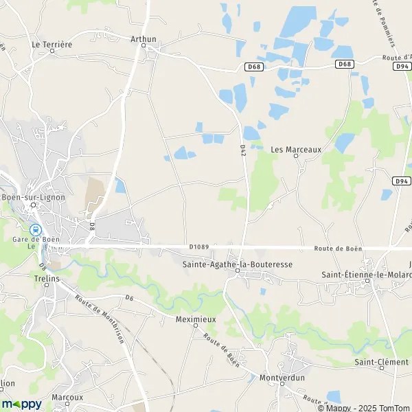 Plan SainteAgathelaBouteresse carte de SainteAgathelaBouteresse