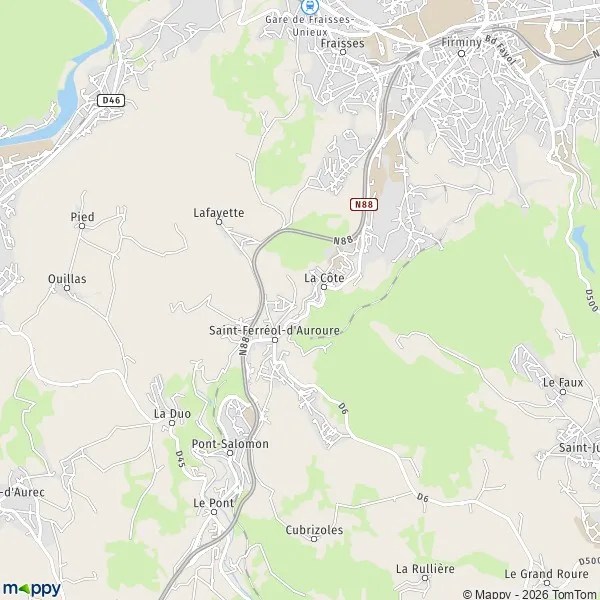 Plan SaintFerréold'Auroure carte de SaintFerréold'Auroure (43330