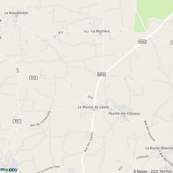 Plan PouillélesCôteaux carte de PouillélesCôteaux (44522) et